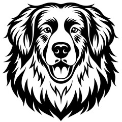 great pyrenees dog black silhouette vector with white background