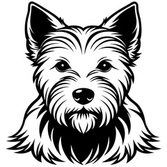 west highland white terrier dog black silhouette vector with white background