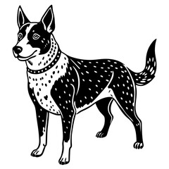 Australian cattle dog black silhouette vector with white background