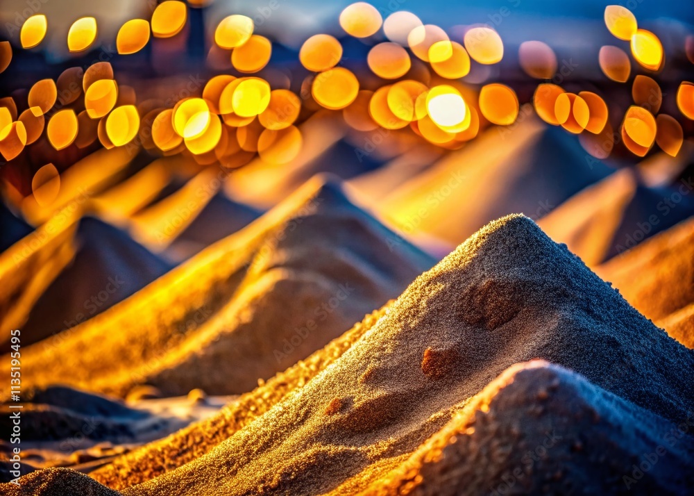 Poster surreal close-up of construction sand piles with unique textures and shadows captured at a construct