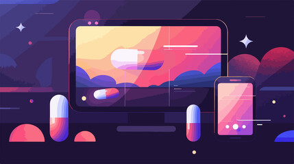 Fototapeta premium Medical Pill and Tablet Flat Vector Illustration