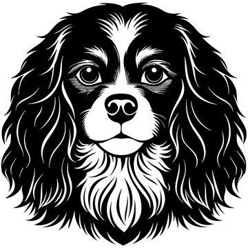 recommend clip art: cavalier king charles spaniel dog black silhouette vector with white background