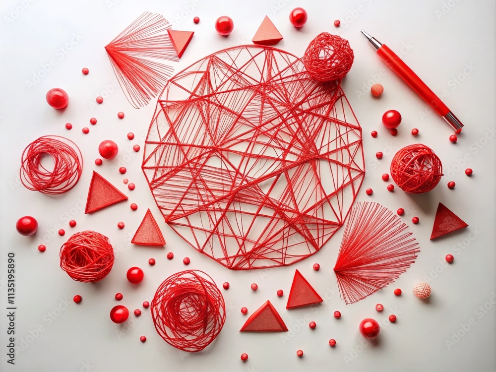 Aufkleber surreal collection of handdrawn red highlighter shapes and lines isolated on a white background for 