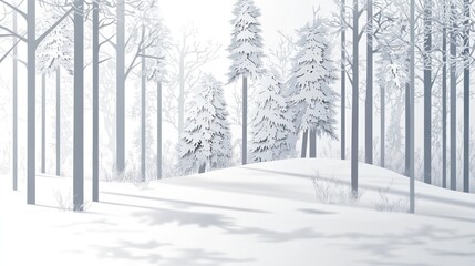 Serene Winter Wonderland: A Snowy Forest Landscape