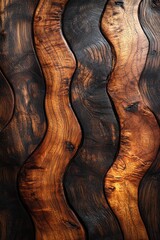 Wavy Dark and Light Brown Wood Panel Texture with Natural Wood Grain.