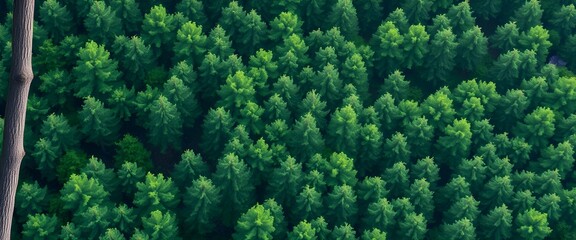 Naklejka premium Lush green forest viewed from above.