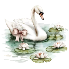 Papier peint photo  White Watercolor Swan Garden Clipart Vector Illustration  © Mr