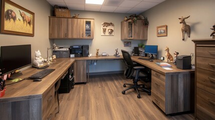 Cozy and Organized Home Office with Rustic Decor