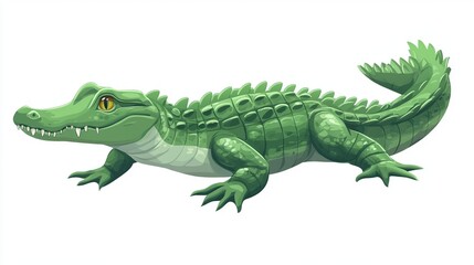 Fototapeta premium Detailed Illustration of a Crocodile Alligator Isolated on White Background for Educational and Creative Usage
