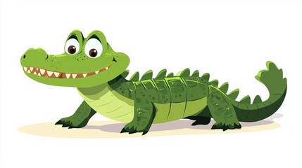 Obraz premium Detailed and Artistic Illustration of a Crocodile Alligator Isolated on a White Background Ideal for Educational and Creative Use