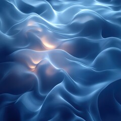Fototapeta premium Abstract Blue Wave Texture Smooth, Flowing 3D Render with Glowing Highlights, Perfect for Backgrounds and Design