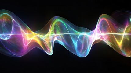 Colorful Abstract Waveforms on Black Background
