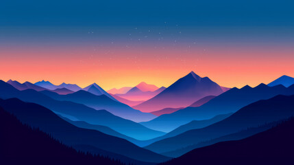 Obraz premium Breathtaking sunset over mountains scenic landscape nature photography tranquil atmosphere
