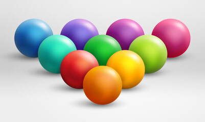 Abstract molecules set rainbow background. Science lab design template. Medical banner with vitamins model. Business teamwork concept, colorful circle balls particles. Vector illustration