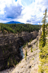 A mountain range with a river running through it