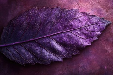 purple leaf background, stylized veins, vibrant color palette, artistic interpretation, soft focus, dreamlike