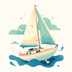 Illustration of a boat in the ocean
