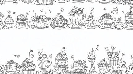 Whimsical tea party scene featuring various teacups and desserts, perfect for celebrations