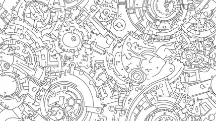 Obraz premium Intricate steampunk design featuring gears, cogs, and mechanical elements