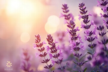 Obraz premium Beautiful salvia flowers, purple blooms, sunlit scene, soft focus on petals, blurred background, natural setting, dreamy aesthetic