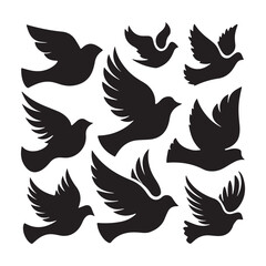 Silhouettes – Birds Birds of Spring Pigeons Flying Silhouettes 4