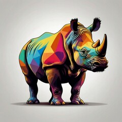Obraz premium Colorful geometric rhino illustration.