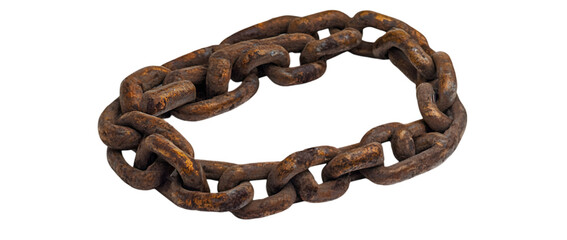 Obraz premium Heavy-duty steel chain, neatly coiled and isolated on plain white background, Transparent PNG