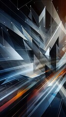 Obraz premium Abstract backdrop with vibrant geometric shapes and lines in a techno style