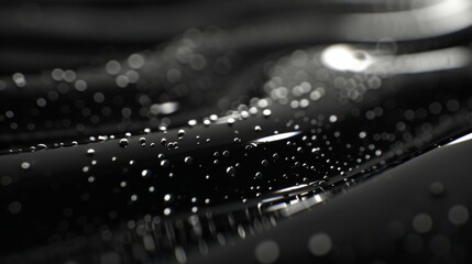 Stunning black and white liquid patterns enhanced with white particles for luxurious art wallpaper
