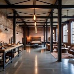 Fototapeta premium industrial room that seamlessly blends functionality with aesthetic appeal