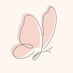 Butterfly line art. Continuous line drawing with editable stokes. 