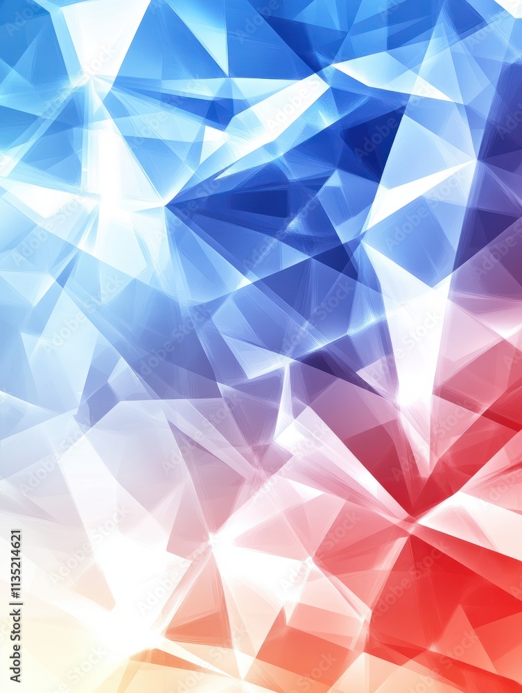 Poster technology bright low poly connection abstract background. blue and red blurred futuristic vector de