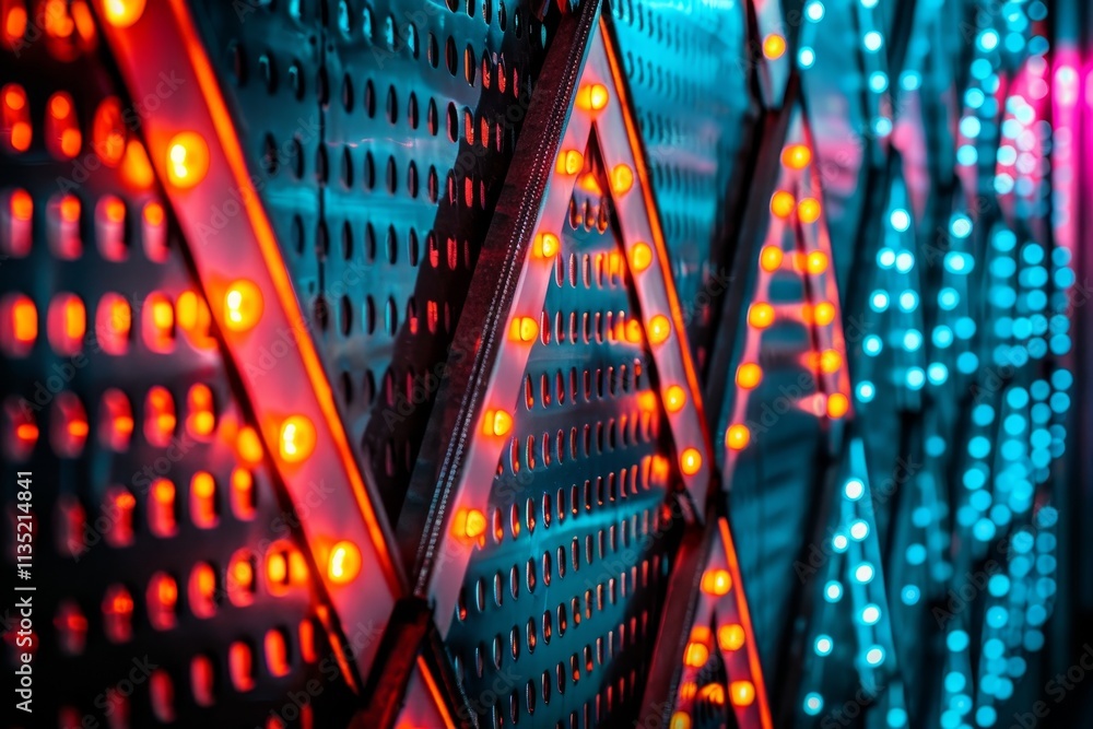 Aufkleber vibrant abstract geometric shapes and structures illuminated in neon colors set in cyberspace