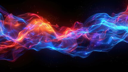 Obraz premium Abstract fluid wave of red and blue on a black background.