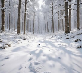 snowy forest with a carpet of white covering the ground, snowy, nature, landscape, cold, woods