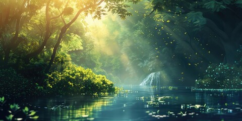 Early morning view of peaceful water