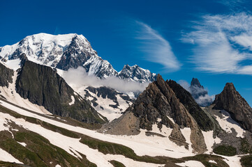 Mont Blanc or Monte Bianco meaning White Mountain is the highest mountain in the Alps and in...