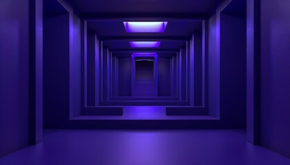 Vibrant abstract maze created from folded paper on a colorful purple background in 3d