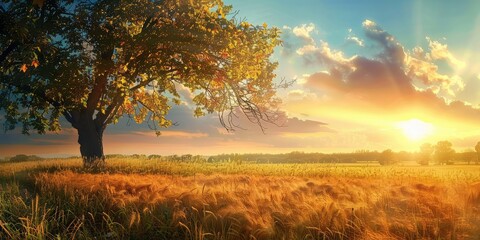 Golden Sunshine Kisses Meadows with Light
