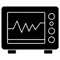 A Oscilloscopes (For observing and analyzing electrical signals) silhouette vector icon illustration on white background.