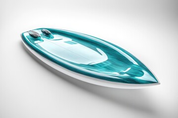 Sleek teal surfboard design with white accents, ideal for surfing enthusiasts.