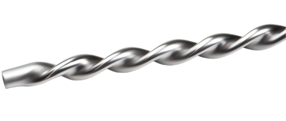 Sleek twisted bar spoon made of stainless steel, isolated on plain white background, Transparent PNG