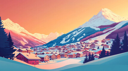 Charming Retro Travel Poster of Sölden, Austria, Showcasing Alpine Beauty