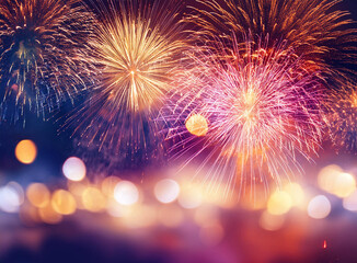 Fototapeta premium New Year Fireworks Celebration - Stunning Festive Backgrounds and Patterns