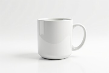 Obraz premium Minimalist White Ceramic Coffee Mug on White Background