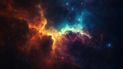 Cosmic Nebula Colorful Cloudscape In Deep Space