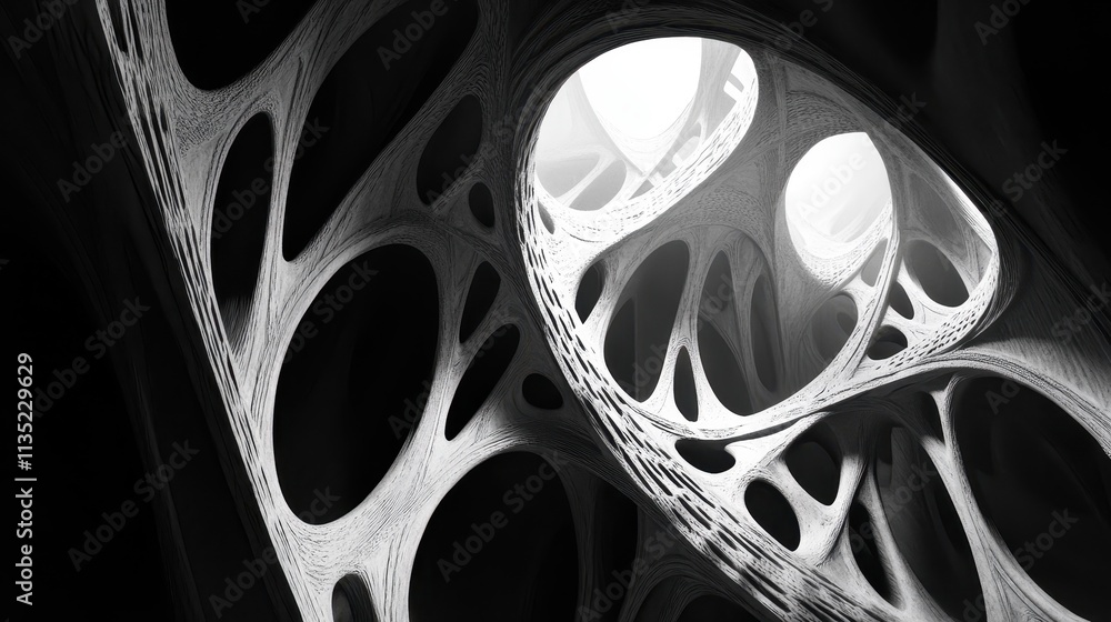 Fototapete abstract grayscale image of a complex organic structure