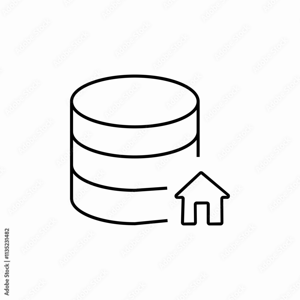 Poster sql data base local home icon sign vector