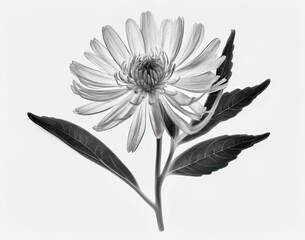 X-ray style image delicate Aster, showcasing detailed floral structure