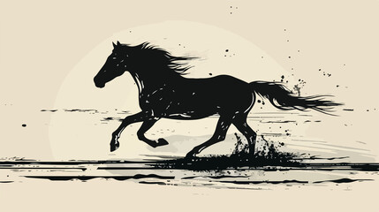 Dynamic Horse Silhouette Vector Illustration for Horse Riding Designs